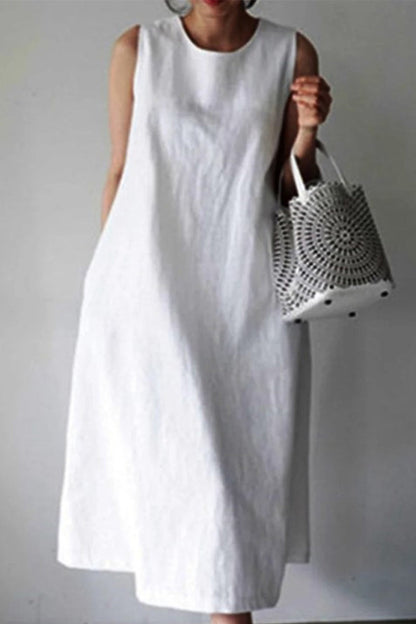 Simplicity Color O Neck Vest Dress Dresses