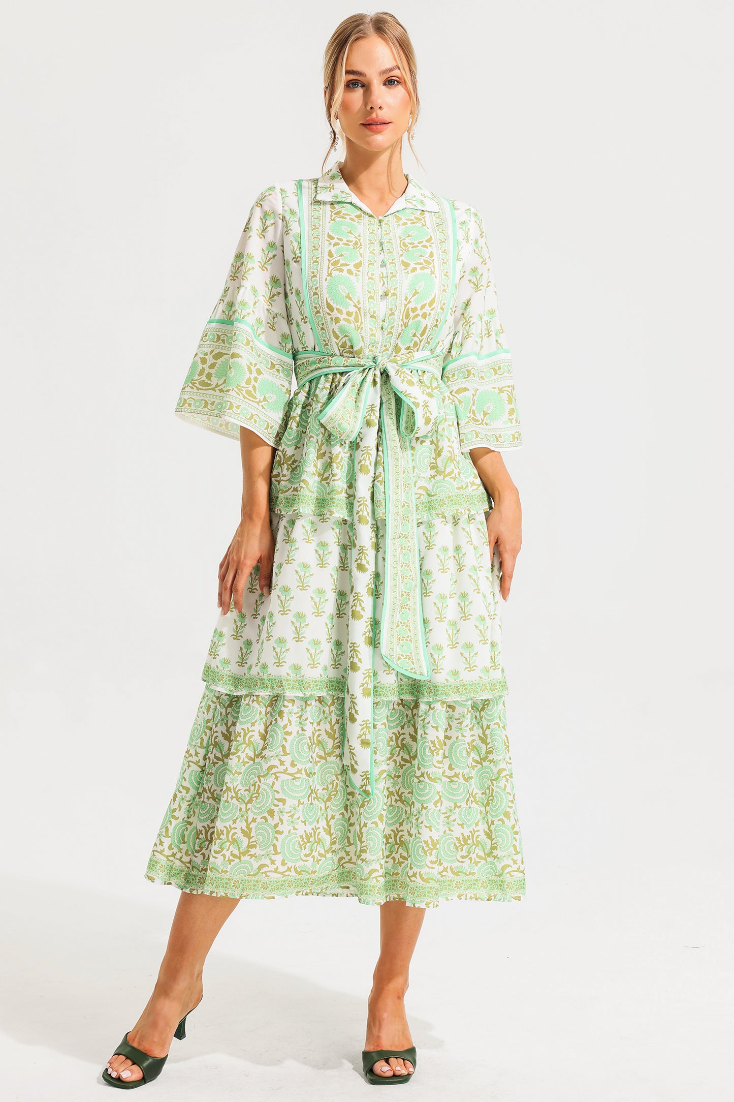 Paisley Single Breasted Midi Dress