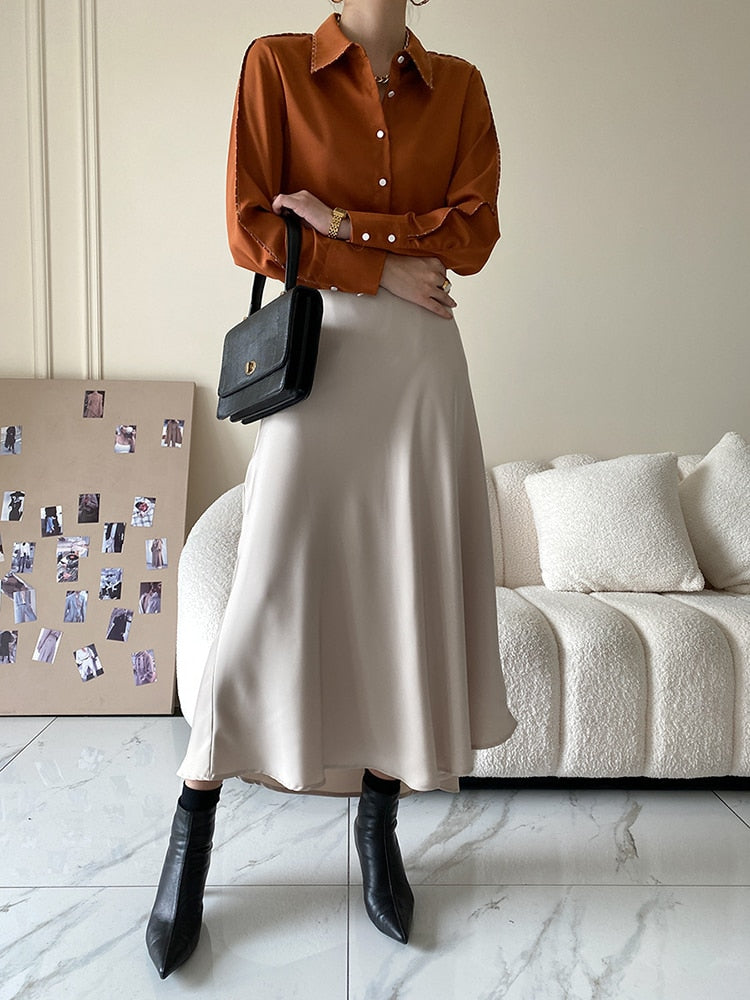 Satin Midi Skirt