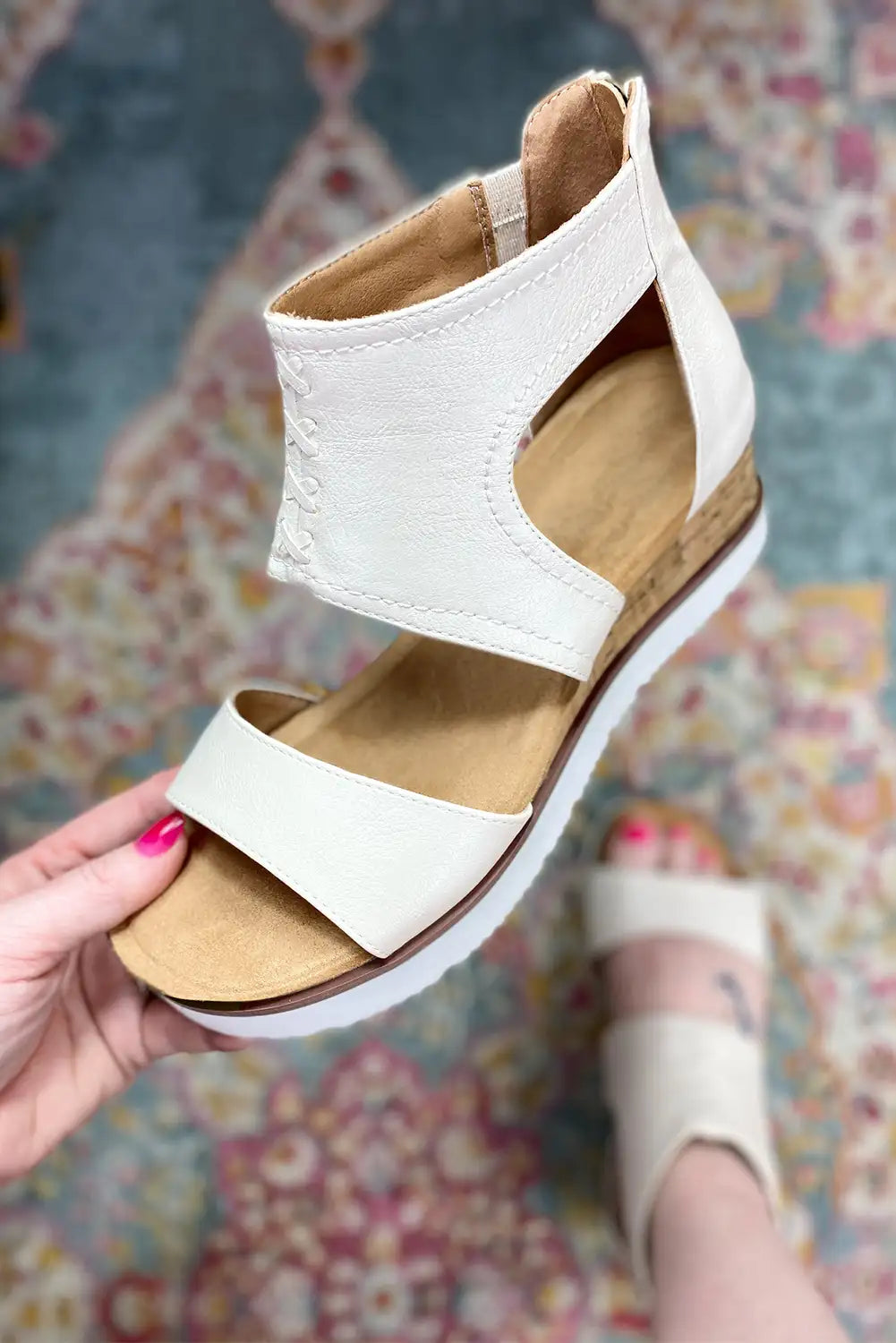 White Leather Gladiator Sandals