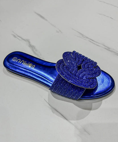 Summer Boutique Green Slide Sandals Zircon Kj073