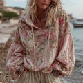 Comstylish Women's Vintage Floral Embroidery Warm Hoodie