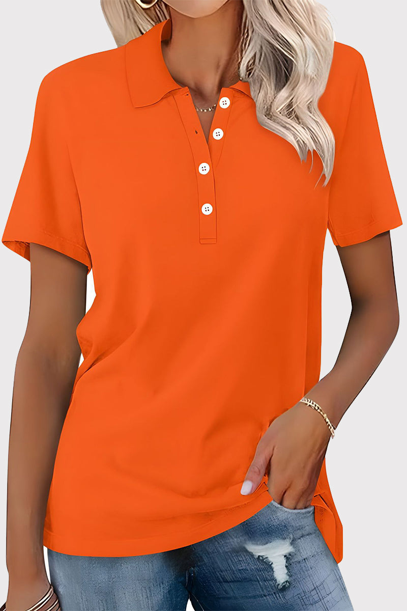 Simplicity Buckle Turndown Collar T-shirts