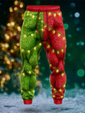 Comstylish Christmas Lights Pattern Men's Flannel Pants