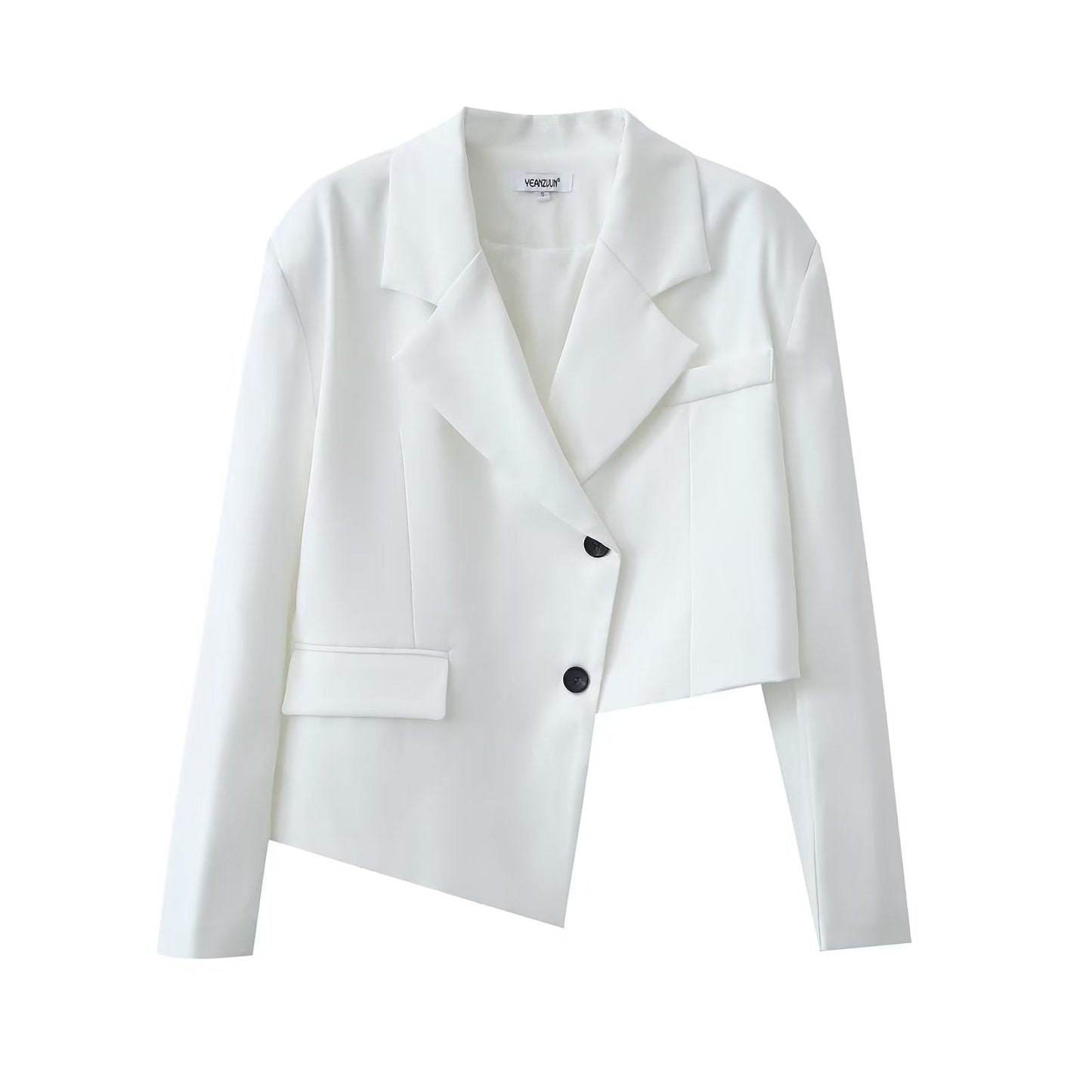 Autumn Winter Irregular Asymmetric Blazer High Waist Wide Leg Pants Set