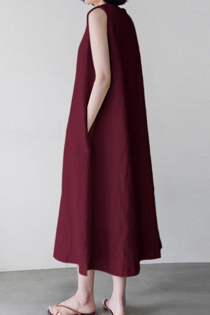 Simplicity Color O Neck Vest Dress Dresses