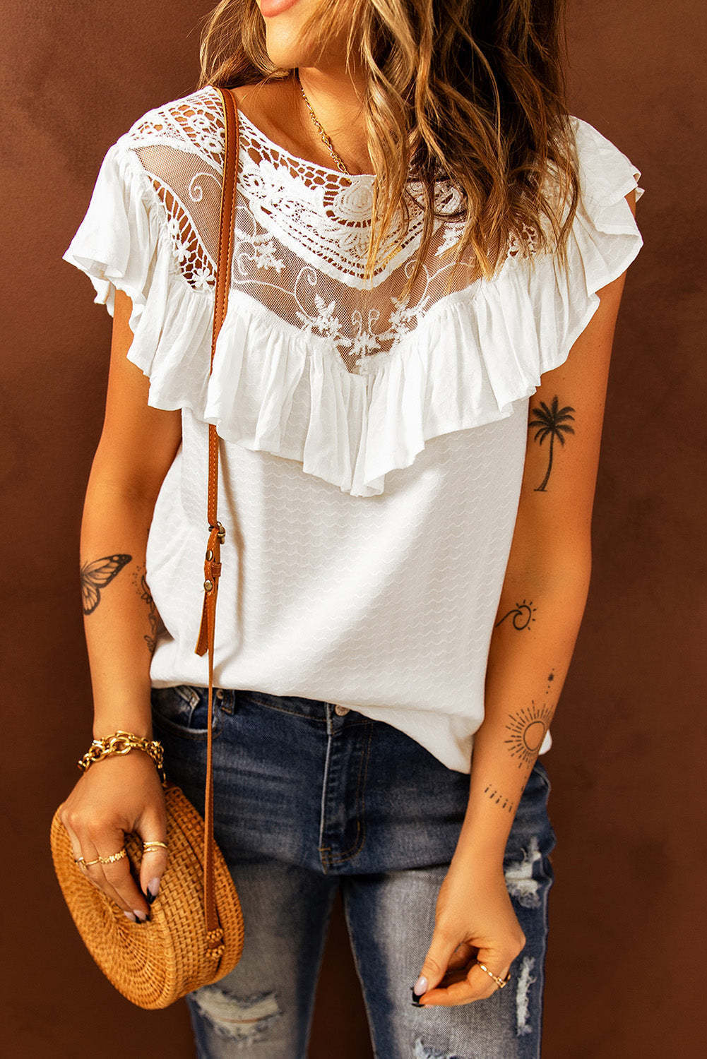 Flounce O Neck T-shirts(8 Colors)