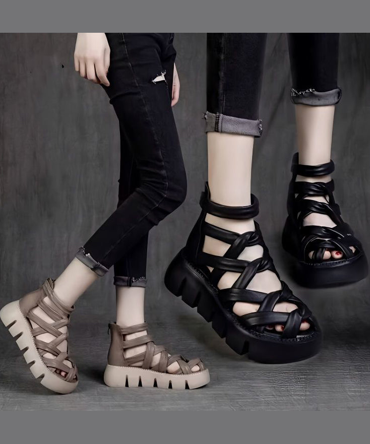 Summer New Black Hollow Out Roman Sandals Ap1043