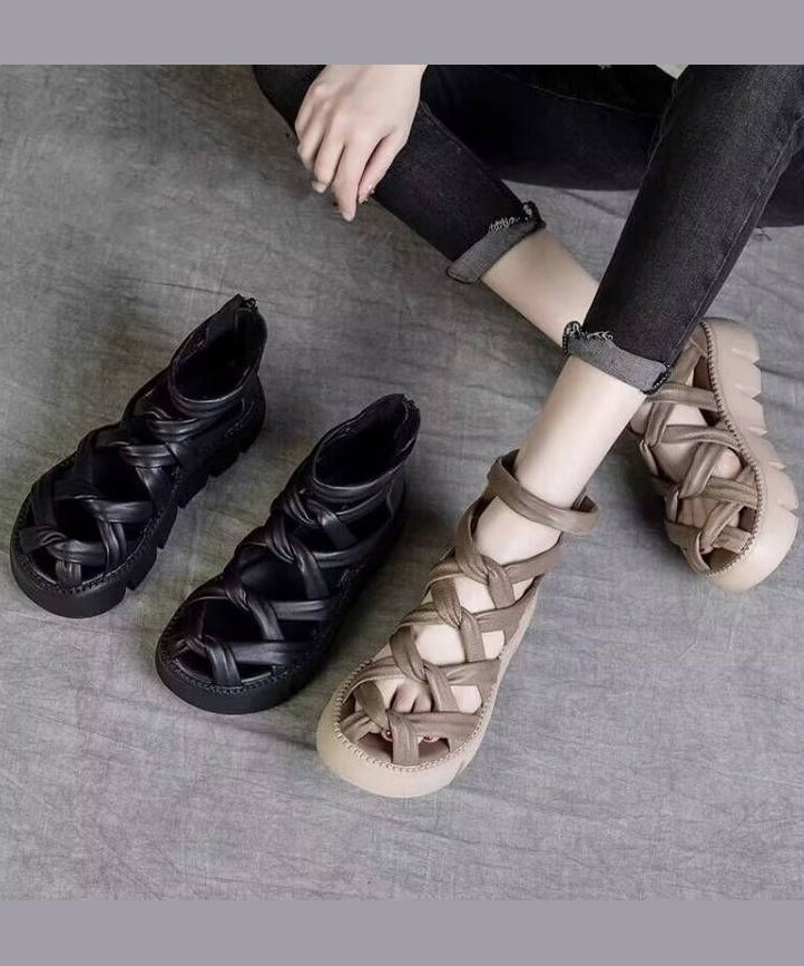 Summer New Black Hollow Out Roman Sandals Ap1043
