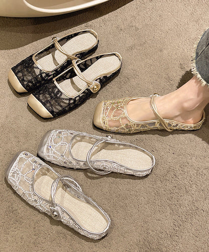 New Stylish Silver Tulle Zircon Flats Slide Sandals Ap1037