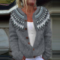 Retro Wavy Pattern Crew Neck Sweater Cardigan elevenforest