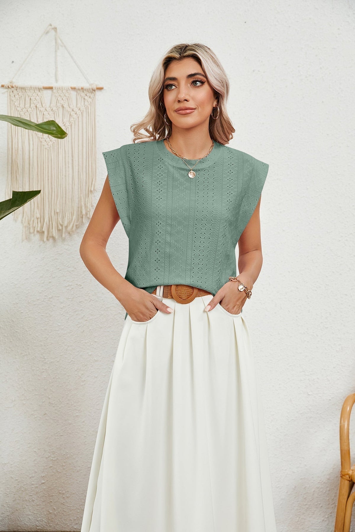 JO | Gilet d'été T-shirt à manches courtes creuses