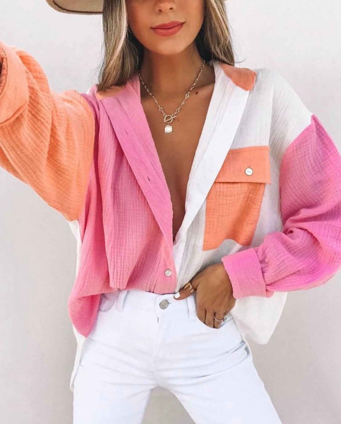 Clothing Multi Color Mosaic Long Sleeve Cardigan Shirt