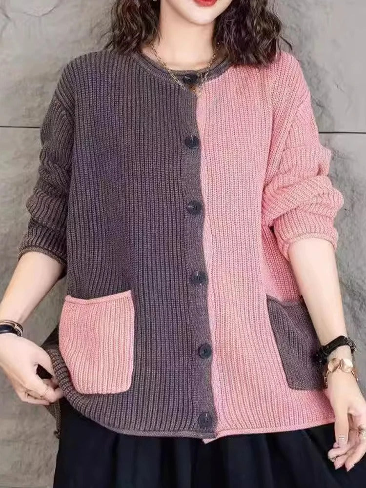 JO | Elegant knitted cardigan with color gradient and buttons