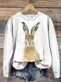 Bunny Art Painting Casual Cozy Sweatshirt artswardrobe