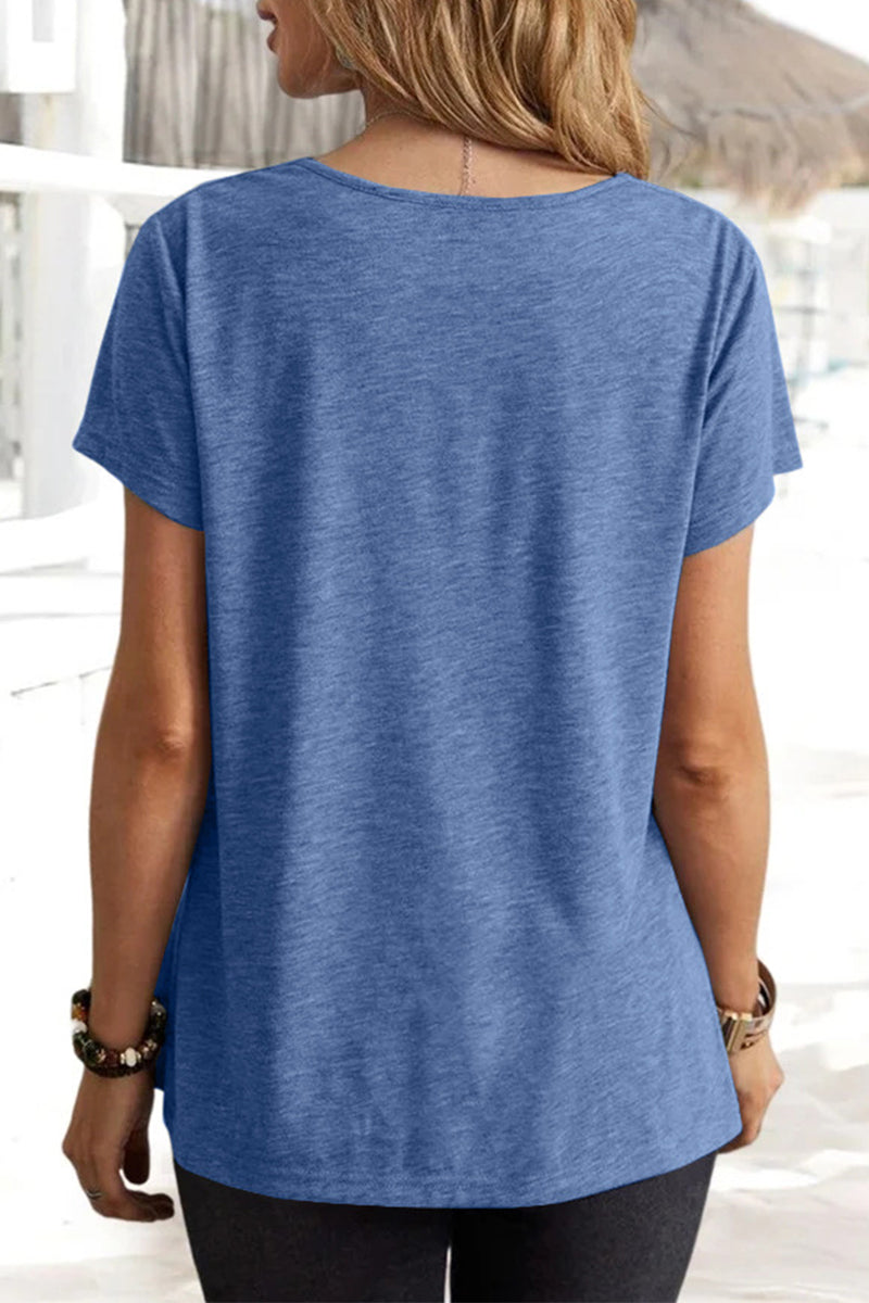 Daily Asymmetrical U Neck T-shirts(5 Colors)
