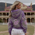Comstylish Women's Retro Purple Rose Art Pattern Casual Hoodie