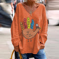 Grateful Home Handmade Turkey Print Women's Long Sleeve T-Shirt artswardrobe