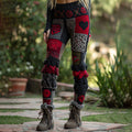 Women's Heart Patchwork Art Casual Leggings elevenforest