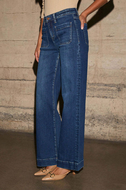 Distressed Pocket High Waist Loose Denim Jeans