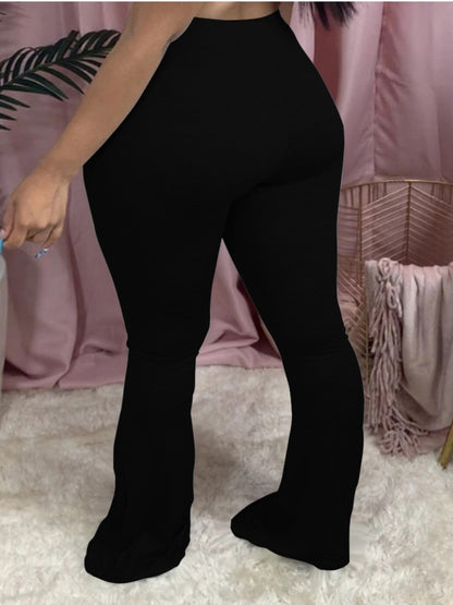 High Waist Flared Stretchy Pants ’s Color Full Length Trousers Home Style