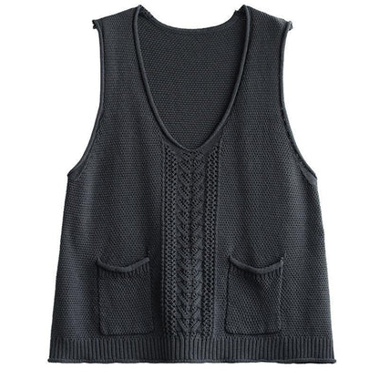 New Pocket Knitted Hollow Vest