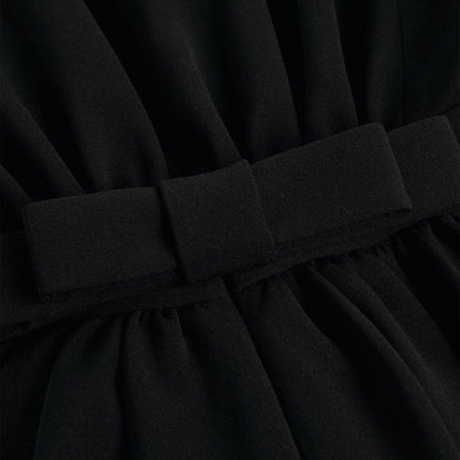 Simple Black and White Feather Long Sleeve Party Dress