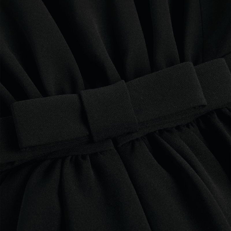 Simple Black and White Feather Long Sleeve Party Dress