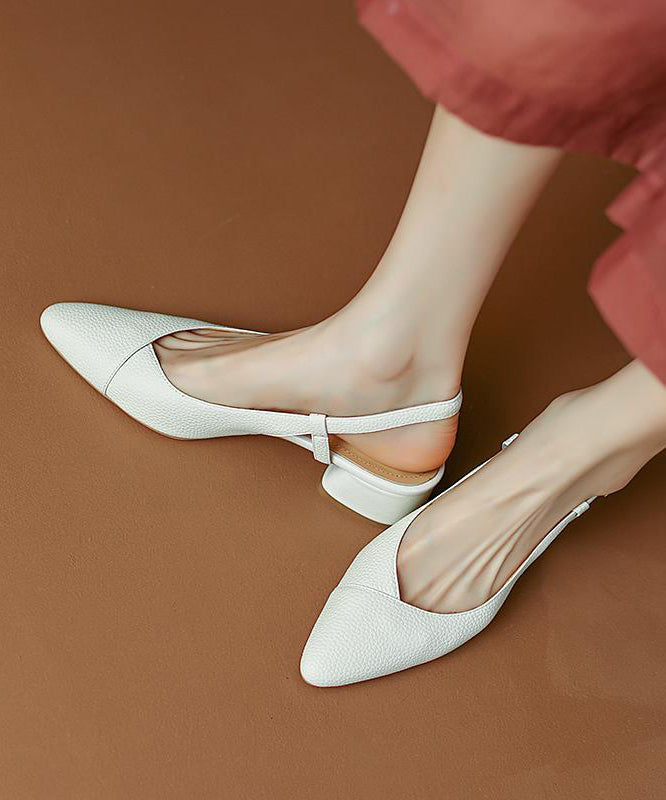 Blue Chunky Cowhide Leather Comfy Splicing Sandals Pointed Toe Ap1003