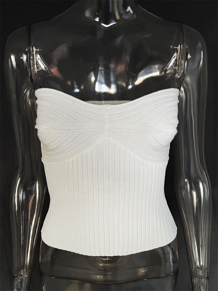 Tossy Knit Ribbed Backless Tank Top ’s Slim Summer Cropped Top High Street Knitwear Pullover Female Vest