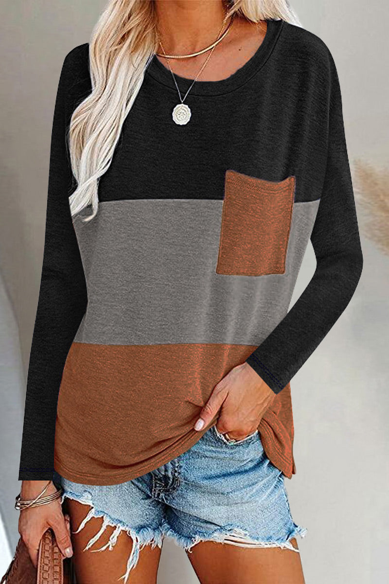 Split Joint O Neck T-shirts(6 Colors)