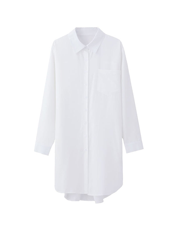 High-low Irregular Clipping Color Split-joint Lapel Blouses
