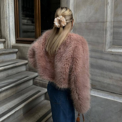 Taruxy Winter Faux Fur Coat Spring New Long Sleeve Cardigan Female Street Warm Jacket Clothing
