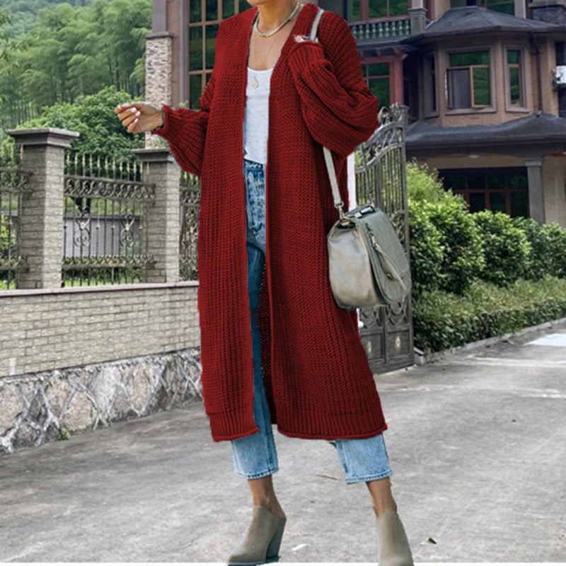 Vintage Long Sleeve Sweater Solid Color Cardigan elevenforest