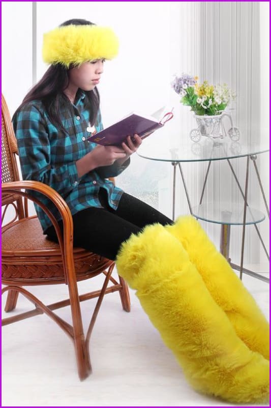 [pre-] 12 Colors Faux Fur Over Knee Boots F373
