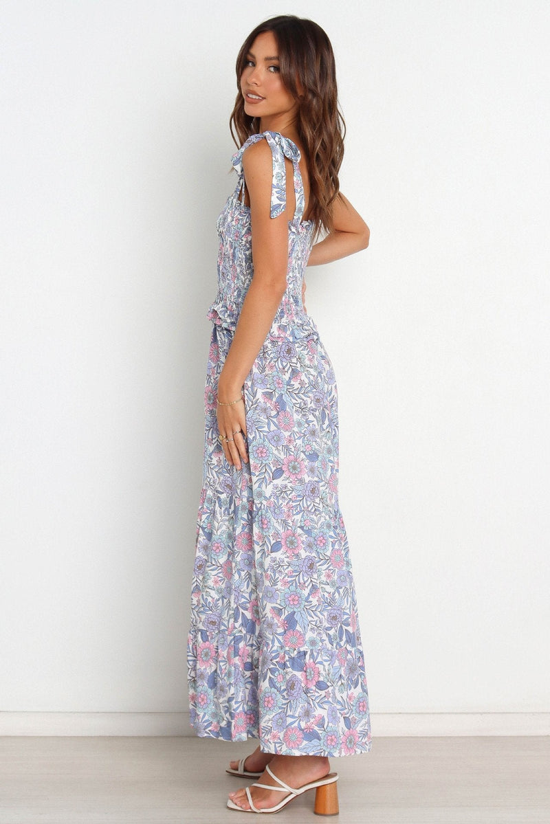 Elanore Printed Shirred Bodice Maxi Dress