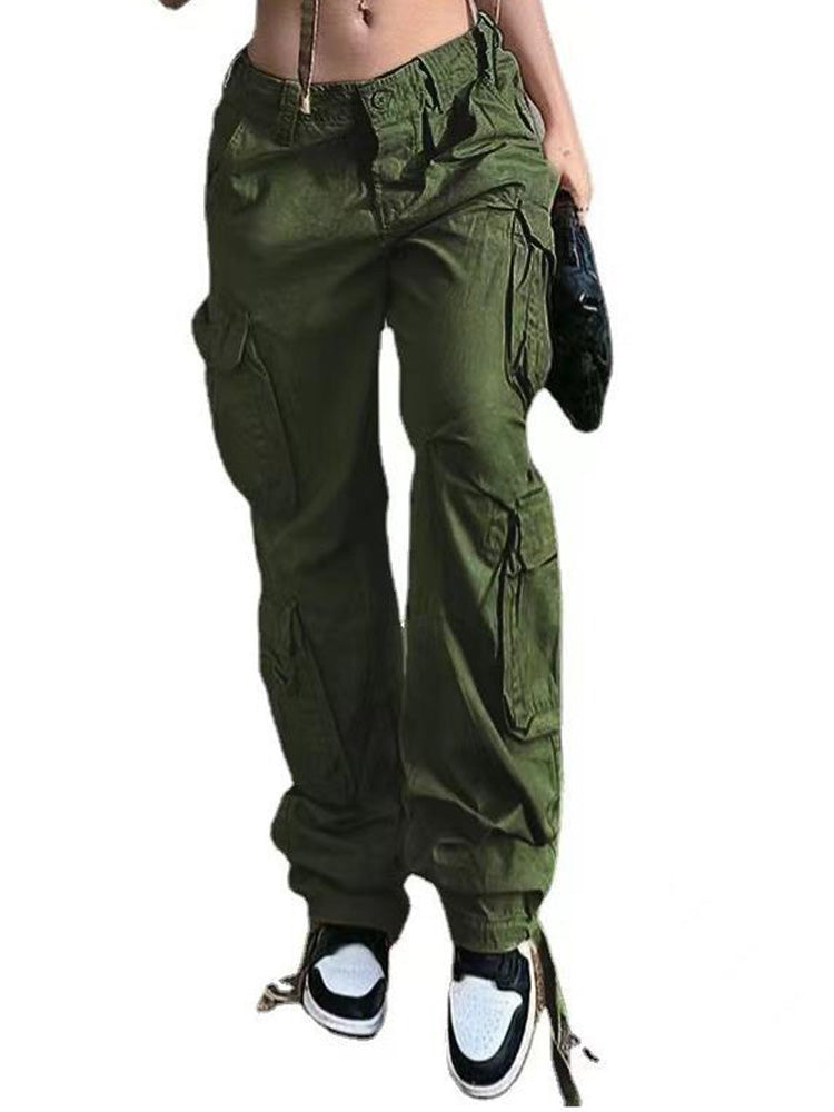 Cargo Pants Baggy Jeans 90s Pockets Wide Leg High Waist Straight Y2k Denim Trousers Overalls