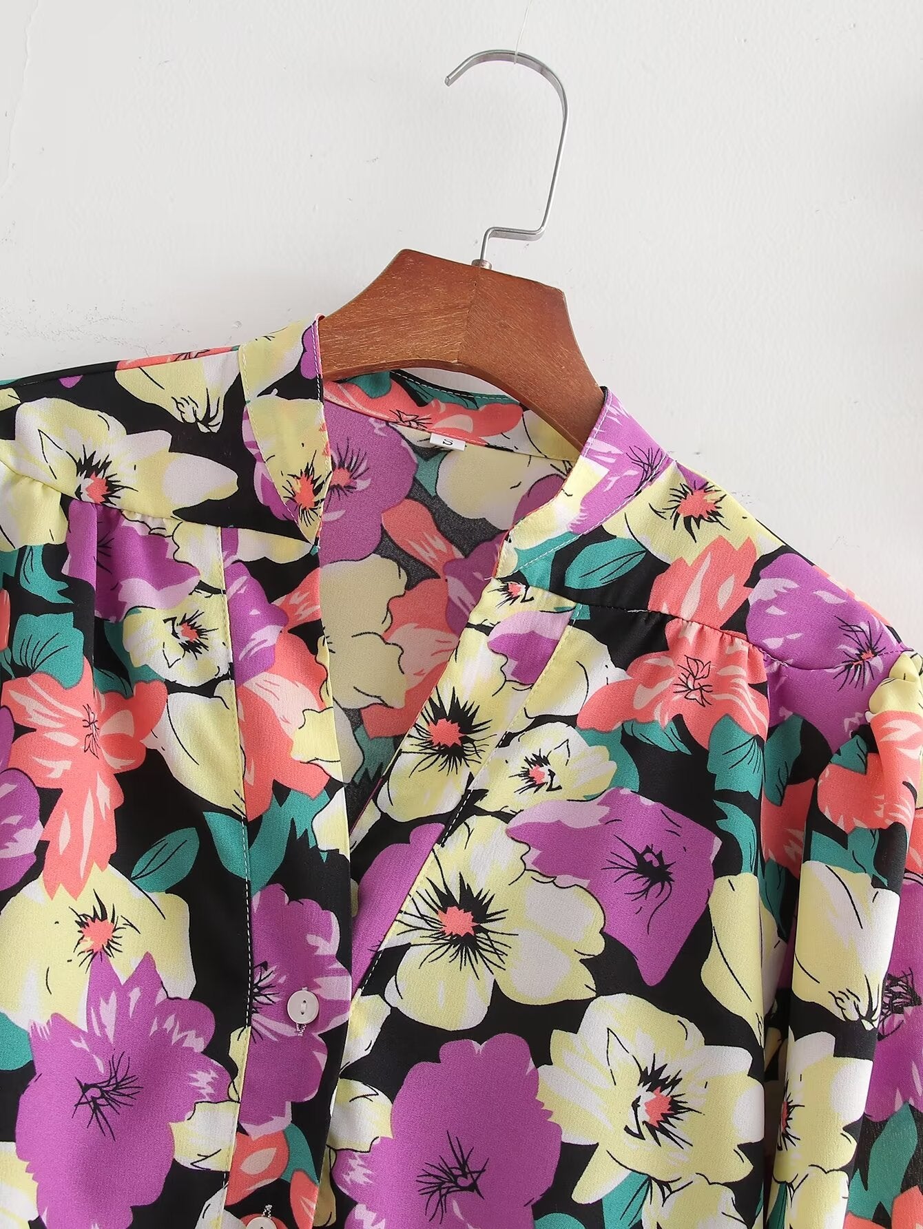 Spring Print Long Sleeve Loose Shirt – Flower Pattern Blouse
