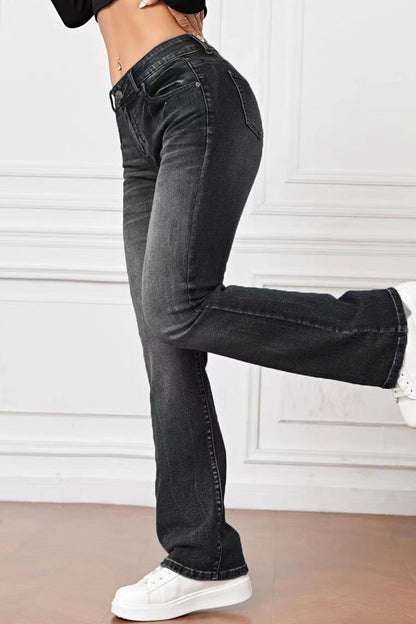 Pocket High Waist Denim Jeans(3 Colors)