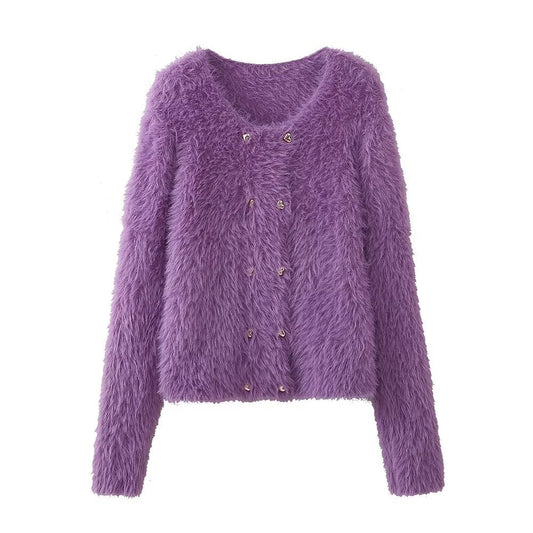 Gentle Mink Fur Sweater Coat: ’s Winter Knit Cardigan