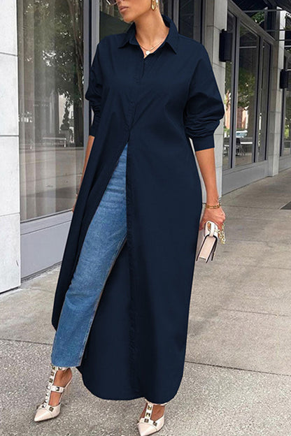 Patchwork Buckle Turndown Collar Tops