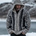 Men'svintage Viking Celtic Contrast Zip Up Hooded Cardigan artswardrobe