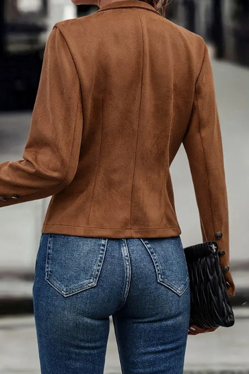 Street Color Buttons Patchwork Half a Turtleneck Outerwear
