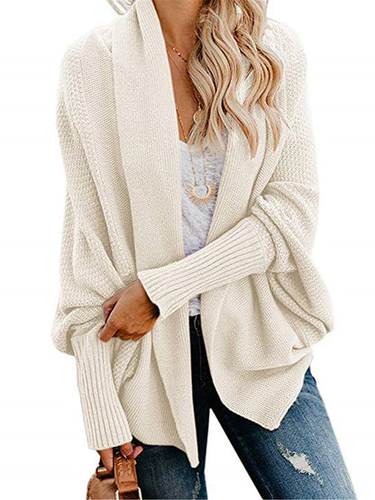 Batwing Sleeves Loose Color Cardigan Tops