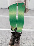 Irish Celtic Shamrock Embroidered Gradient Cozy Leggings elevenforest
