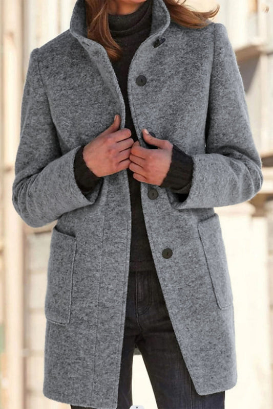 Color Mandarin Collar Outerwear