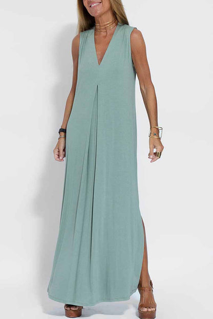 Street Patchwork V Neck Vest Dress Dresses(4 Colors)