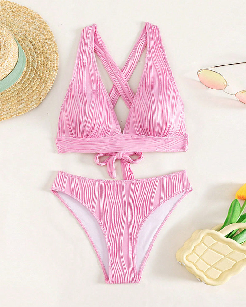 KS | Single-colored, sexy bikini with deep V-neckline
