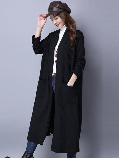 Red&black Knitting Loose Cardigan Outerwear