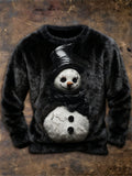 Comstylish Men's Christmas Spooky Dark Snowman Cozy Plush Sweatshirt